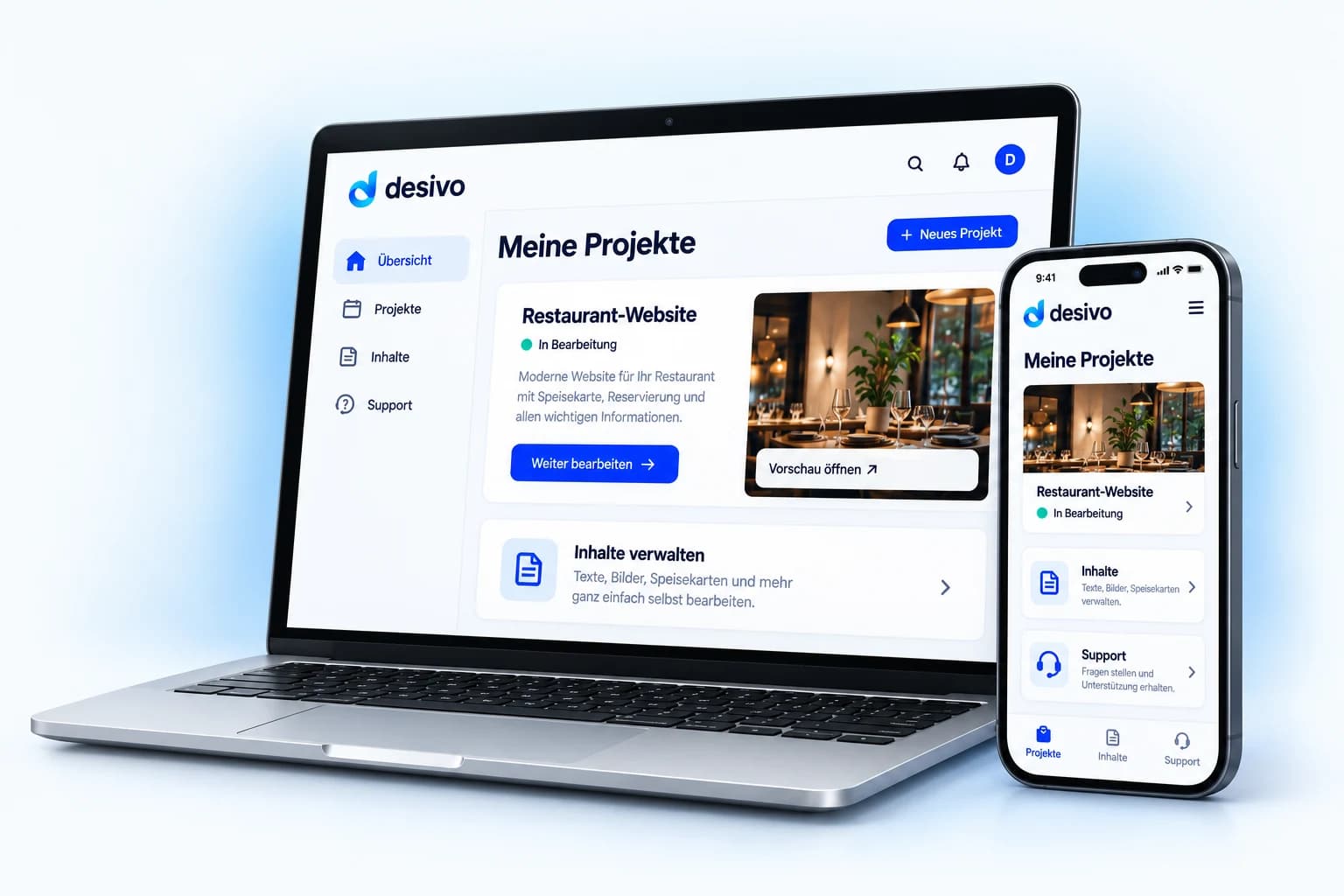 Desivo desktop and smartphone apps with an example project overview