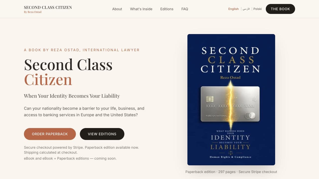 Second Class Citizen website homepage